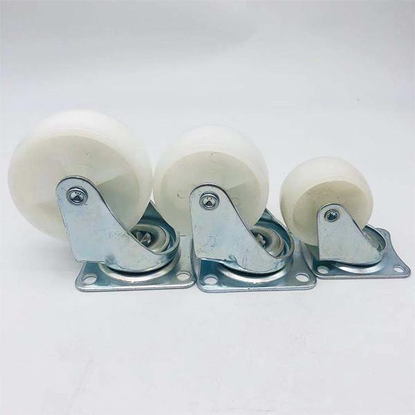 2 Inch 50mm White PP Wheel Plain Bearing Swivel Plate Caster With Brake