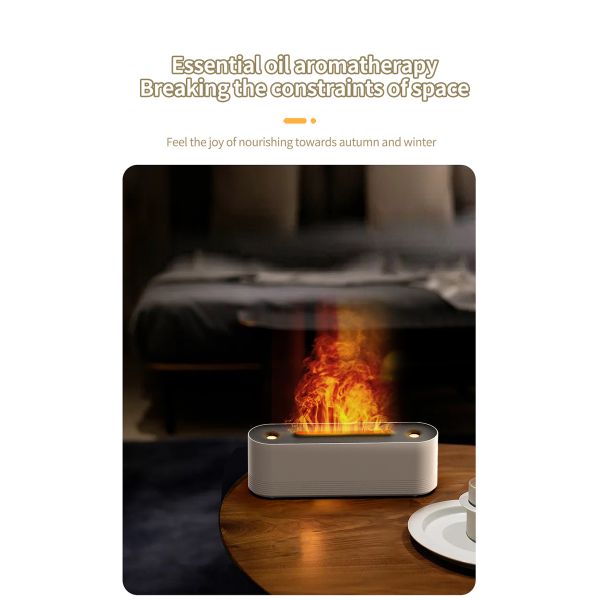 Flame Volcano Ultrasonic Humidifier 250ml Essential Oil Aroma Diffuser Colorful Light