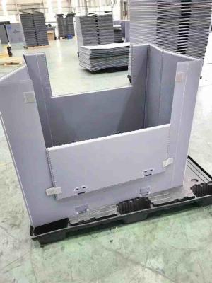 Reusable Plastic Foldable Boxes Gray Collapsible Plastic Crates Rectangular