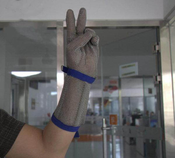 SS-02 19mm length industrial labor gloves slaughterhouse stab-resistant stainless steel mesh gloves