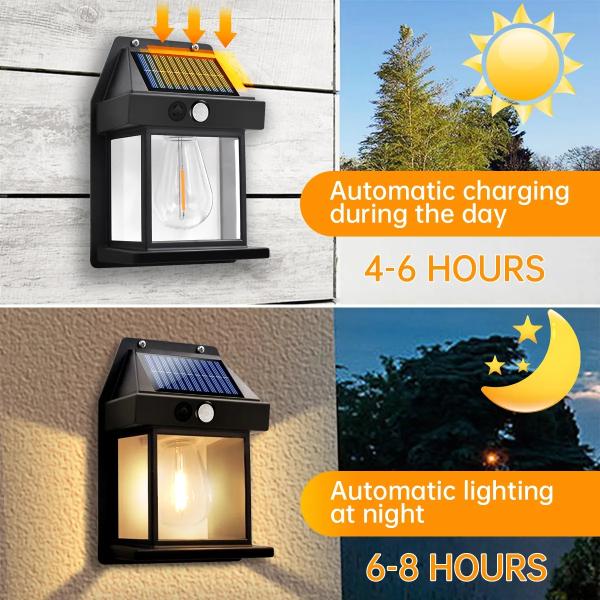 80lm/w Courtyard Garden Decoration Waterproof Solar Wall Lamp with Motion Sensor