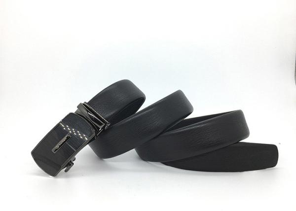 Gunmetal Automatic Buckle Genuine Leather Dress Belt / Business Mens Ratchet Belt