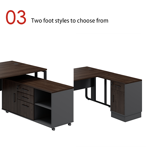 A Contemporary Luxury Boss's Executive Desk with Steel-legged Design and Storage Sub-cabinet for Office Building
