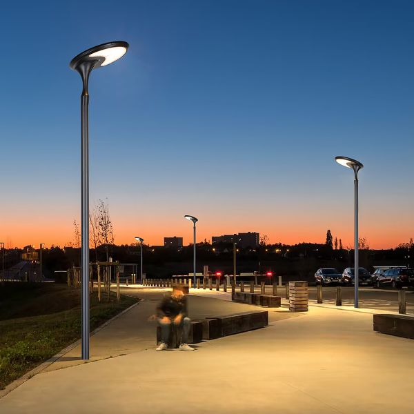 High-Pole Waterproof IP65 App Control Dimmable Automatic Dark Detection Lighting Solar Garden Outdoor LED Light