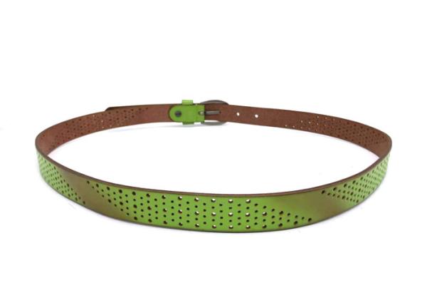 Fashionable Green Leather Belt For Women With Pin Buckle 90-110cm