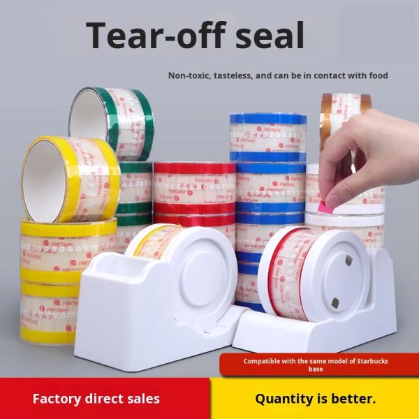 Transparent Easy-Tear Seal Stickers Durable Takeout Packaging Paper for Coffee Tea Baking Cups Milk Tea Shops and Food