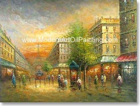 Rua quadro de Paris da torre Eiffel da pintura a óleo de Paris Eco-amigável para clubes do lazer