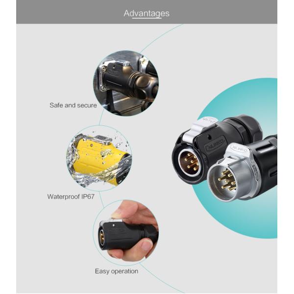 New PBT Material LP20 Auto 7pin Power Circular Waterproof IP65/IP67 Wiring Connector for Outdoor LED Lighting