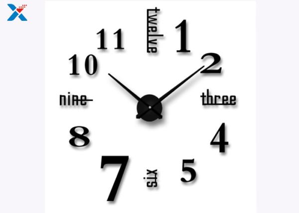 Decoration 3D Acrylic Wall Clock , Large Sticker Wall Clocks For Bedroom / Living Room