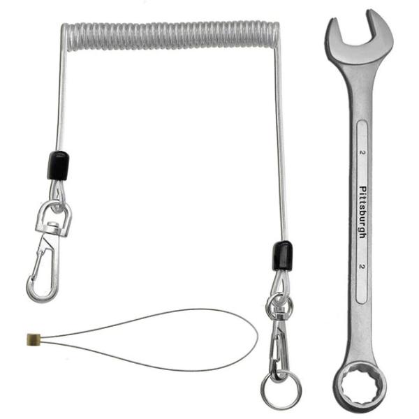 Tool Drop Prevention Clear Wire Coil Lanyard For Working At Height