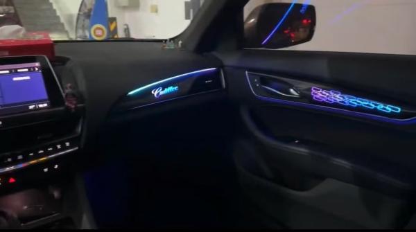 Ambient lights Rainbow symphony dynamic carbon fiber check design mold design for Cadillac CT5