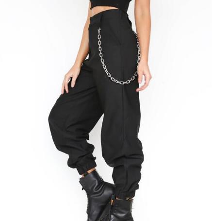 Гостиная спорт сплошного цвета одежды моды женщин задыхается талия широкой ноги высокая с цепями