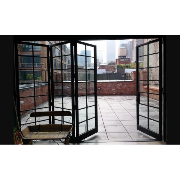 Ornamental Aluminum Folding Doors Glass 5mm-12mm Thickness For Balcony