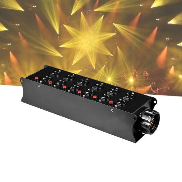 SOCAPEX 19-Pin Input to 12-Way Rack Mount Steel Power Distribution Box for Stage DJ Lighting Equipment