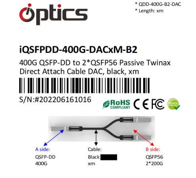 QSFPDD-400G-DACxM-B2 400G QSFPDD à 2x200G QSFP56 Connexion directe du câble de rupture