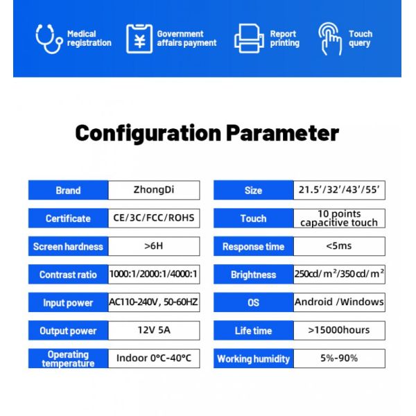 Self Checkin Kiosk with 1920X1080 Resolution Capacitive Touch 10 Point Screen and Intel Core I5 Processor