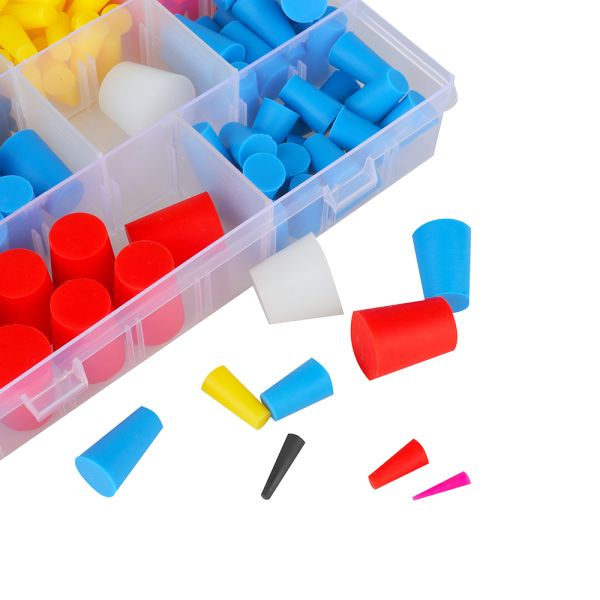 250pcs High Temperature Silicone Rubber Stoppers 9 Sizes Tapered Plug and Cone Plugs Durable Rubber Products Moulding Service