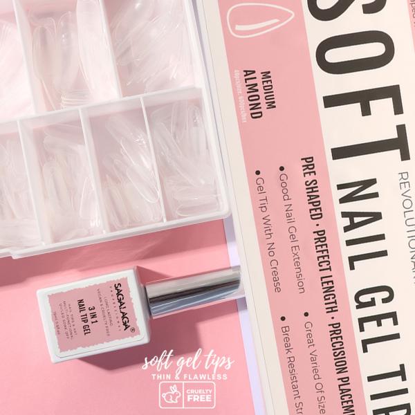 Pre-Designed SAGALAGA Coffin Square Soft Gel Nail Tips Full Cover 500pcs Almond Tip for Press on Nails Design