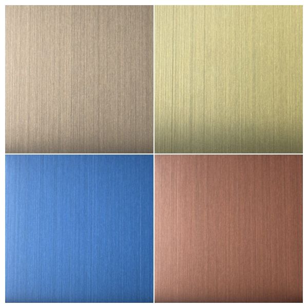 Colored Brushed Stainless Steel Backsplash Sheet PVD Gold Finish For Interior