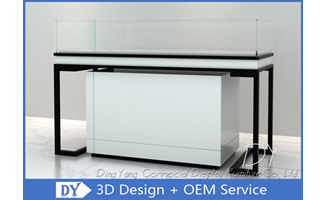 Pretty Beige Glass Jewellery Counter / Jewellery Display Showcases