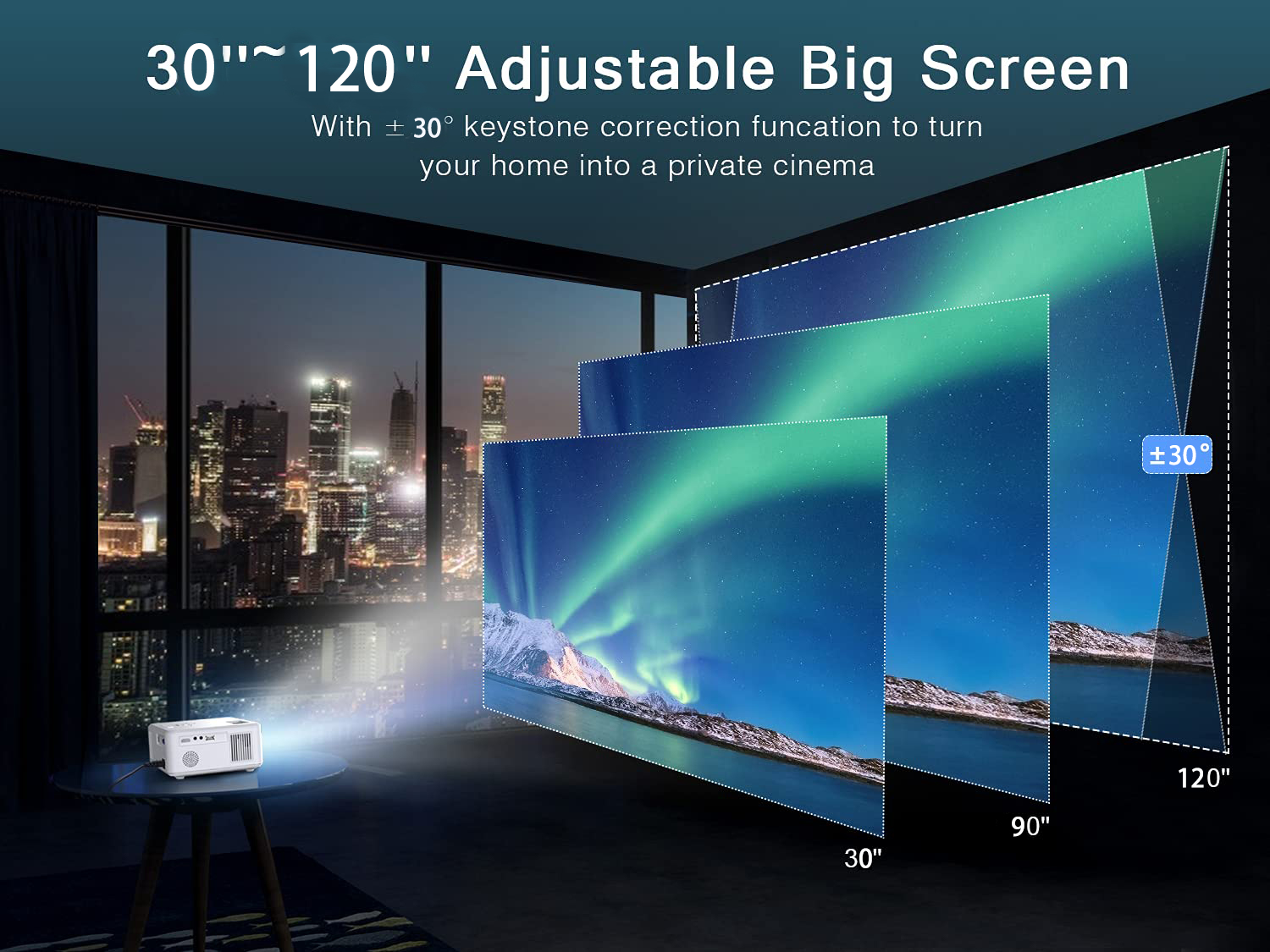 Практический умный проектор 4K 1080x1920, 15000 лумен LED мини проектор HD