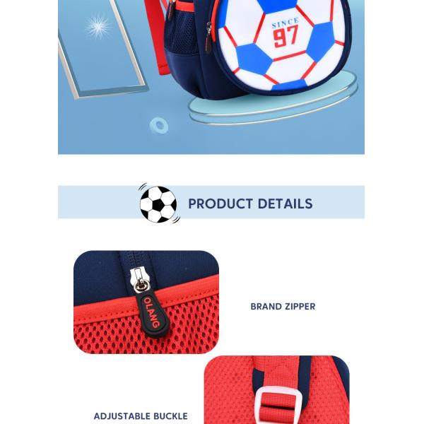 Blue 3D Football Backpack / Cute Cartoon Knapsack For Boys