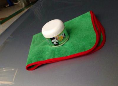 Green color 40x60cm microfiber microfibre car cleaning detailing towels/cloth with red edge