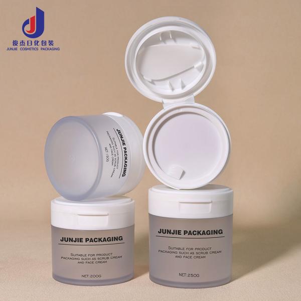 Envases recargables de PET para cosméticos con tapa abatible para cremas para el cuidado de la piel en 150g 200g 250g Tamaños