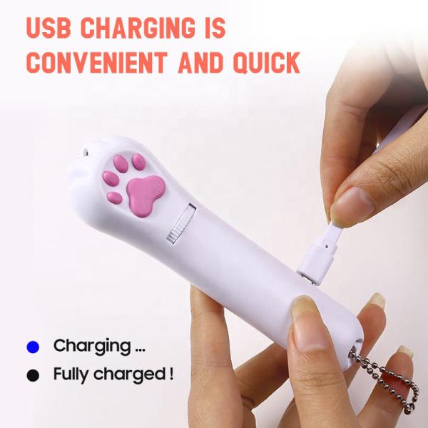 持続可能なABSキャットレーザーおもちゃ ホワイトUSB充電レーザーポインタ キャットおもちゃ