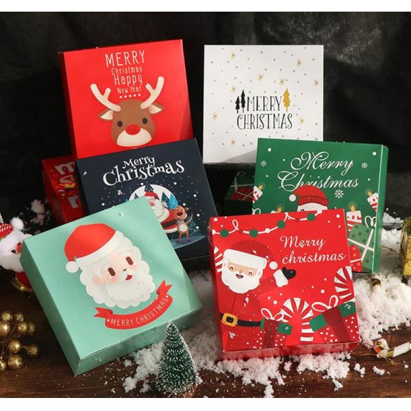 Xmas Tree Nougat Gift Packing Box Rectangle Cookie Assortment Box