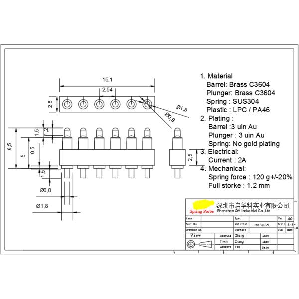 6Pin Germany Adapter Connector Magnetic spring loaded pin Usb Connector Magnetic spring loaded pin Cable Connector