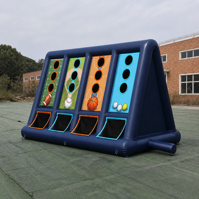 Commercial Multi Sport Inflatable Precision Target Wall with Four Scoring Panels and Ball Return Pockets