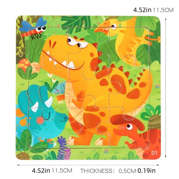 9pcs Toddler Great Gift Children Preschool Colorful Dinosaur Animals Wooden Jigsaw Puzzles