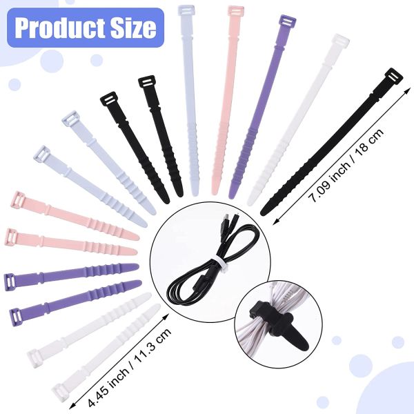 Silicone Cable Ties Cable Silicone Cord Organizer Straps Reusable Cable Zip Ties Reusable Wire Ties
