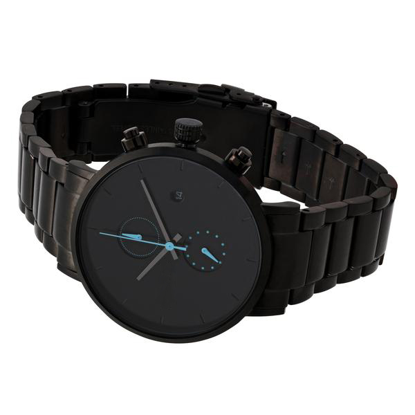 Mineral Crystal Stainless Steel Chronograph Watch Black Chain Wrist Watch