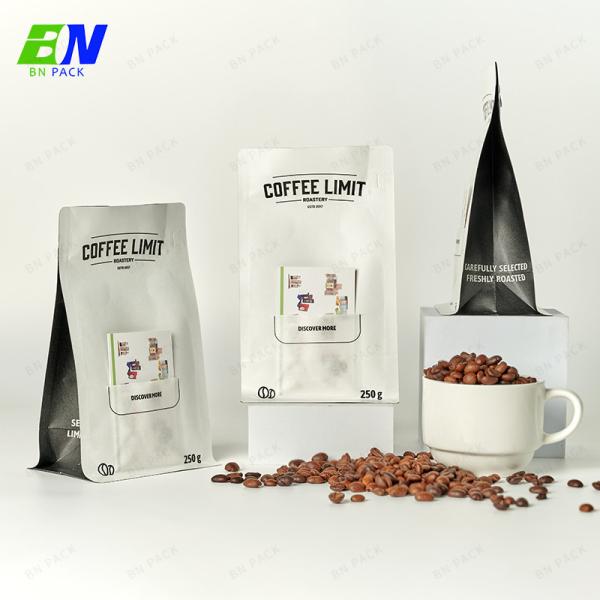 Eco Friendly Matte Kraft Coffee Card Bag Flat Bottom Pouch With Zip