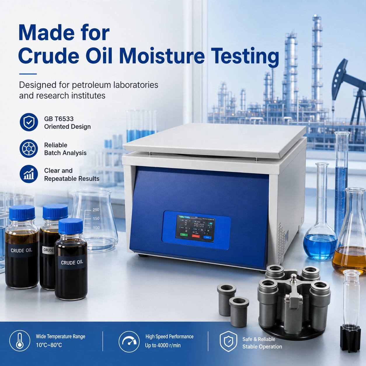 Cenlee Petroleum Laboratory Centrifuge 4000rpm 4x100ml Heated Oil Test Machine for Crude Oil Water and Sediment Determination