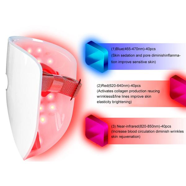 Infrared Facial Rejuvenation 3 Colors Led Facial Mask Red Light For Skincare