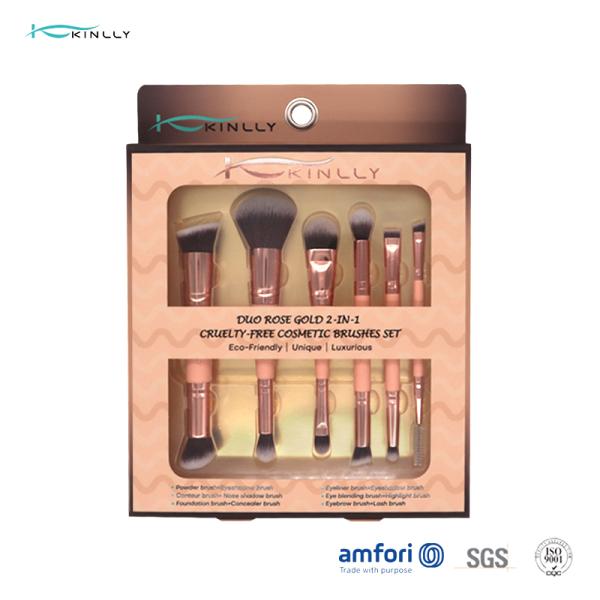 Dobles cara 6 pedazos viajan sistema de cepillo del maquillaje del tamaño con el pelo de Synethetic