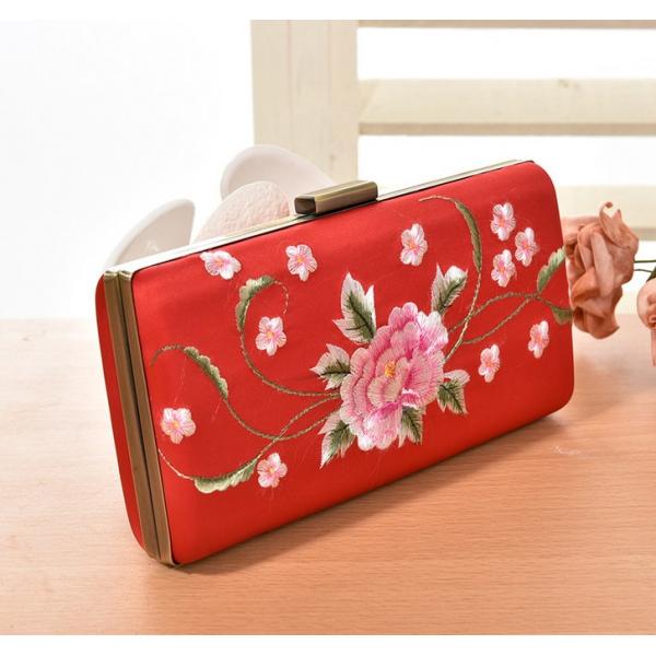 European and American vintage handmade embroidered peony high-grade hand clutch evening bags