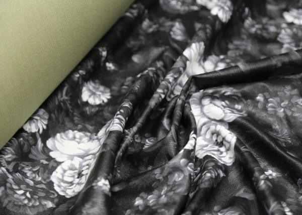 330 Gsm Black Penoy Printed PU Leather 100% Viscose Backing For Garment