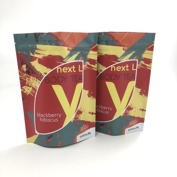 Customized food grade printed stand up aluminum foil powder packaging bag plastic mylar zipper doypack