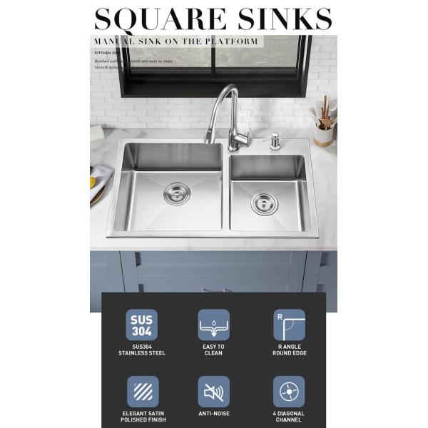 Modern Stainless Steel Kitchen Sink Double Bowl 18 Gauge For Laundry Room OEM