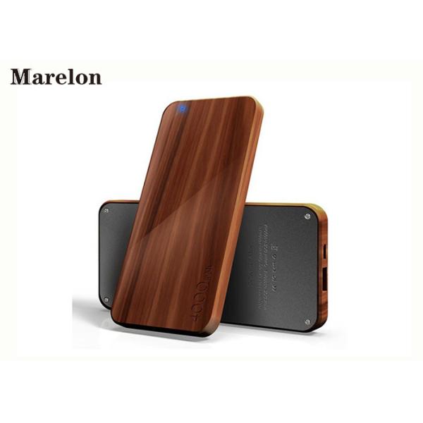 Thinnest Portable Wooden Power Bank , Wooden Phone Charger 4000mAh 125*65*10mm