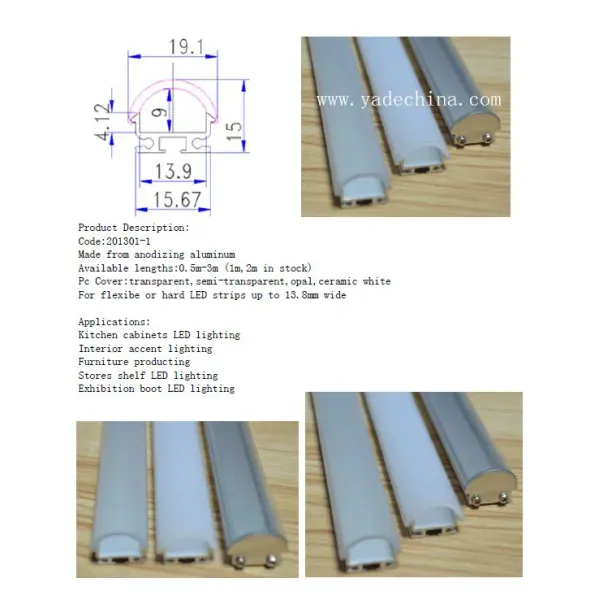 6063 T5 Aluminum Alloy LED Aluminum Profile with Customizable Length and Heat Dissipation for LED Strip Lighting