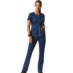 Unisex Custom Logo Strech Solid Color Blue Medical Scrub Clothes