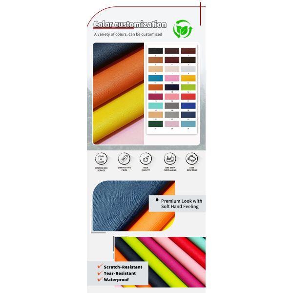 PVC Cross Grain Artificial Synthetic Leather for Wallet Packaging Case Shoes Notebook Leather Fabric