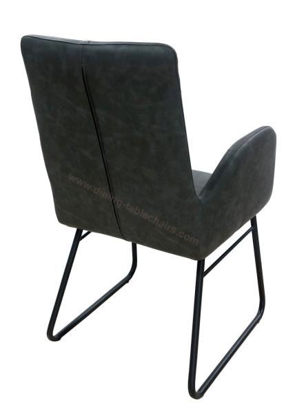 Textured PU Dining Chair High Density Sponge Washable Grey Fabric Shell