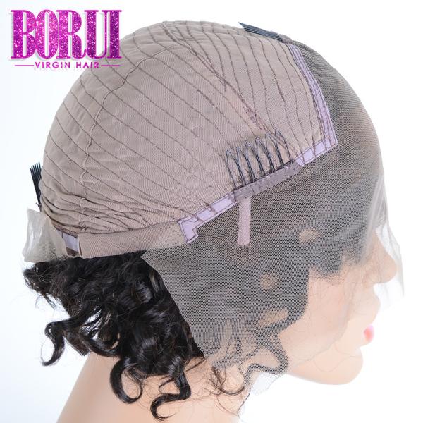 Peruca feita sob encomenda dianteira pre arrancada do corte do duende com a peruca curto encaracolado da onda profunda do cabelo do bebê