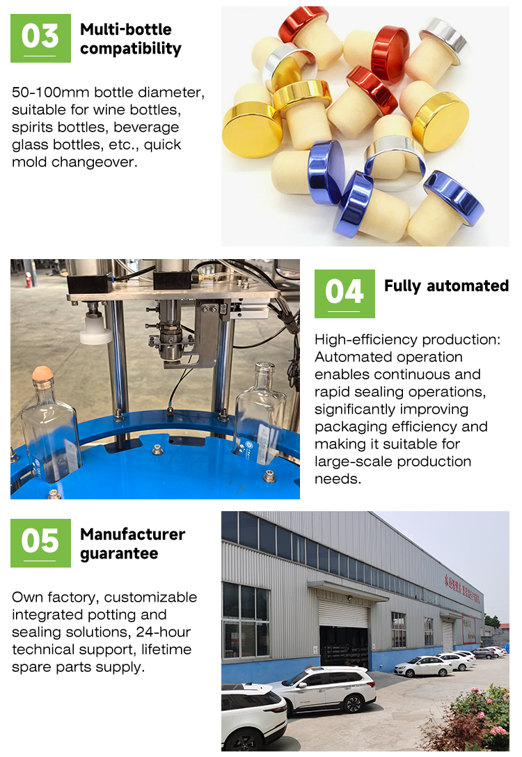 High Precision Wine & Whisky Glass Bottle Push T-Type Stopper Sealer Automatic T-Cork Capping Machine